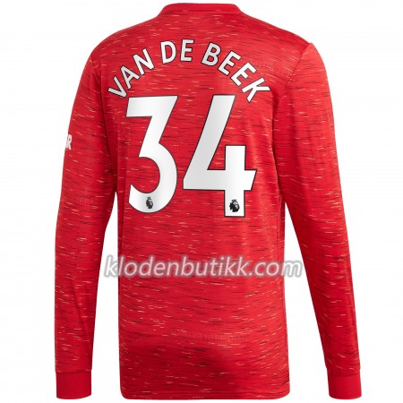 Manchester United Donny van de Beek 34 Hjemme Fotballdrakt 2020-2021 Langermet